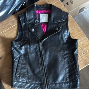 Kids Black Leather Vest
